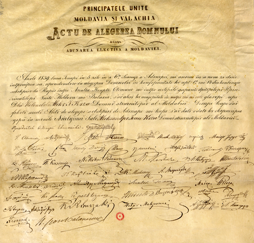 Actul emis de Adunarea Electivă, consfințind alegerea lui Alexandru Ioan Cuza ca domnitor al celor două Principate Române