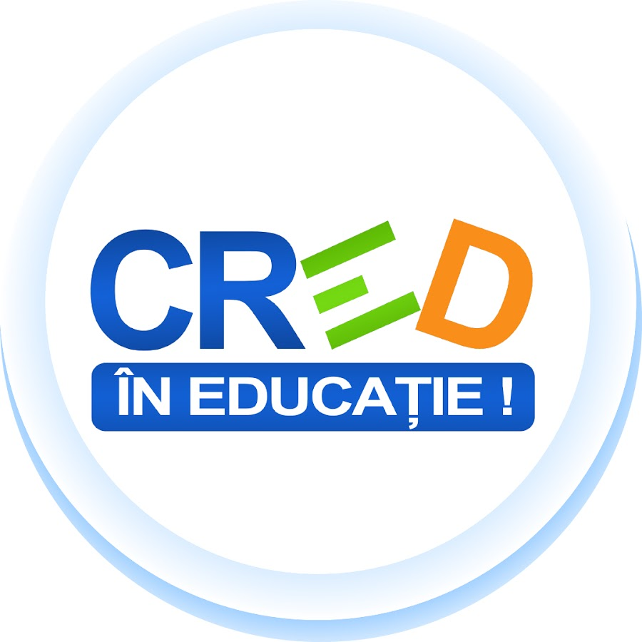 Sigla canalului Youtube al programului CRED, reprezentată printr-ul logo circular în care este textul „CRED” scris cu litere mari, colorate în albastru, verde și portocaliu și textul „ÎN EDUCAȚIE!” scris cu litere albe pe un fundal albastru